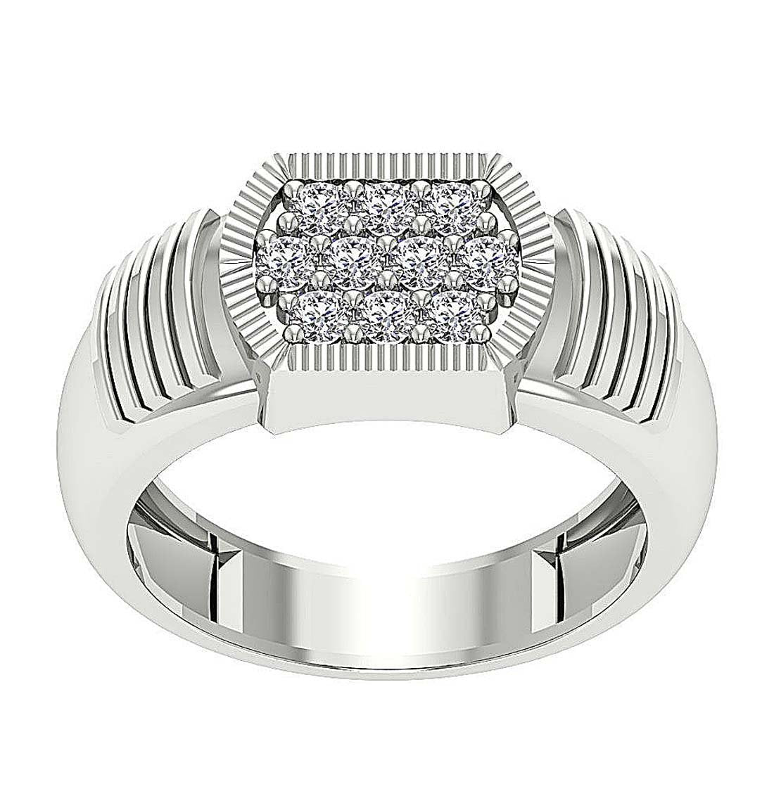 Mens Wedding Ring SI1/I1 G 0.70Ct 14k Solid Gold Natural Diamond Pave Set Width 10.65MM