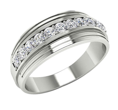 Mens Wedding Ring SI1/I1 G 0.55Ct 14k Solid Gold Natural Diamonds Channel Set Width 7.70MM