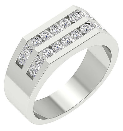 14K Solid Gold Natural Diamonds I1/SI1/VS1/VVS1 1.00 ct Mens Wedding Ring Channel Set Width 7.85mm 14K White Gold / VS1/EF