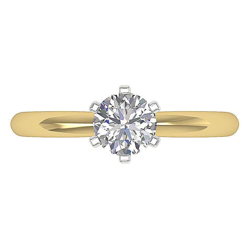 Designer Solitaire Anniversary Ring Round Diamond SI1 G 0.50 Ct 14K White Gold Prong Set