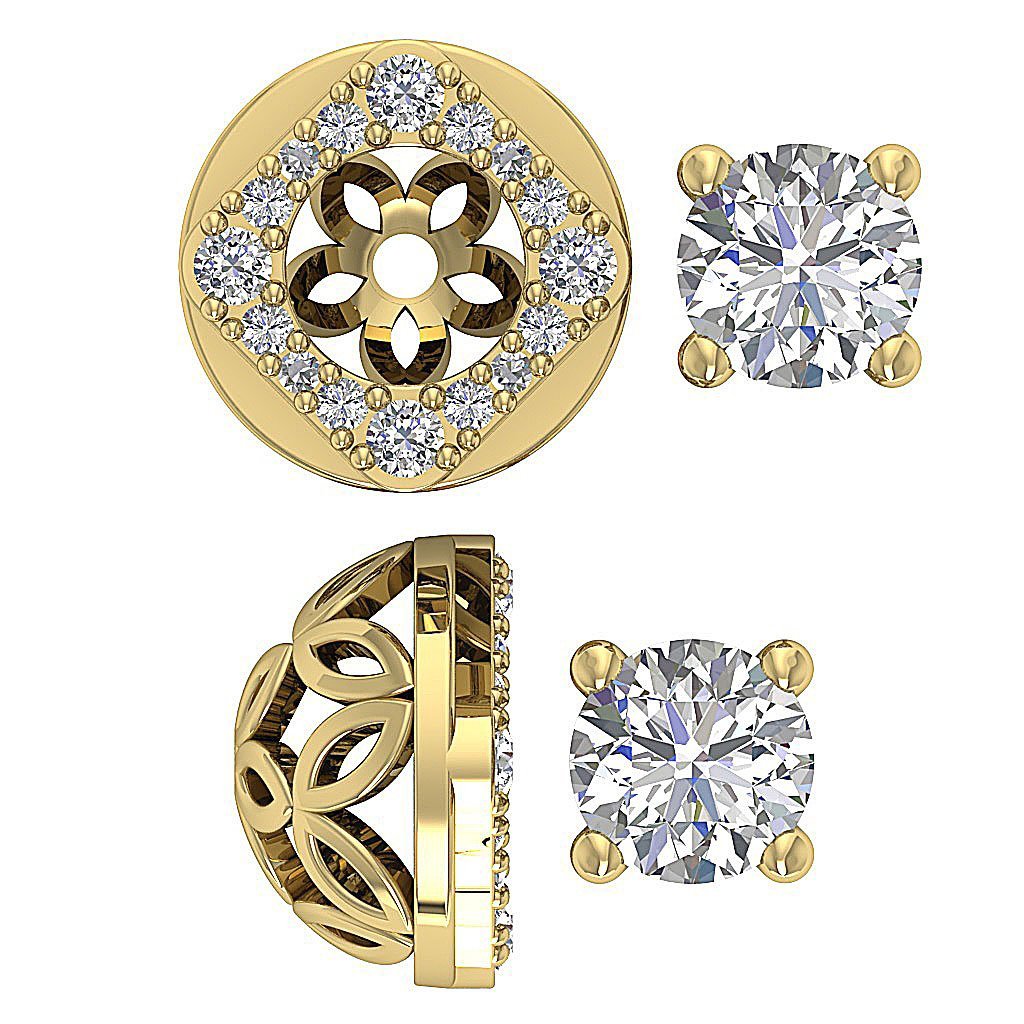 Designer Halo Solitaire Studs Earrings SI1 G 1.50 Ct 14k/18k Solid Gold Natural Diamond