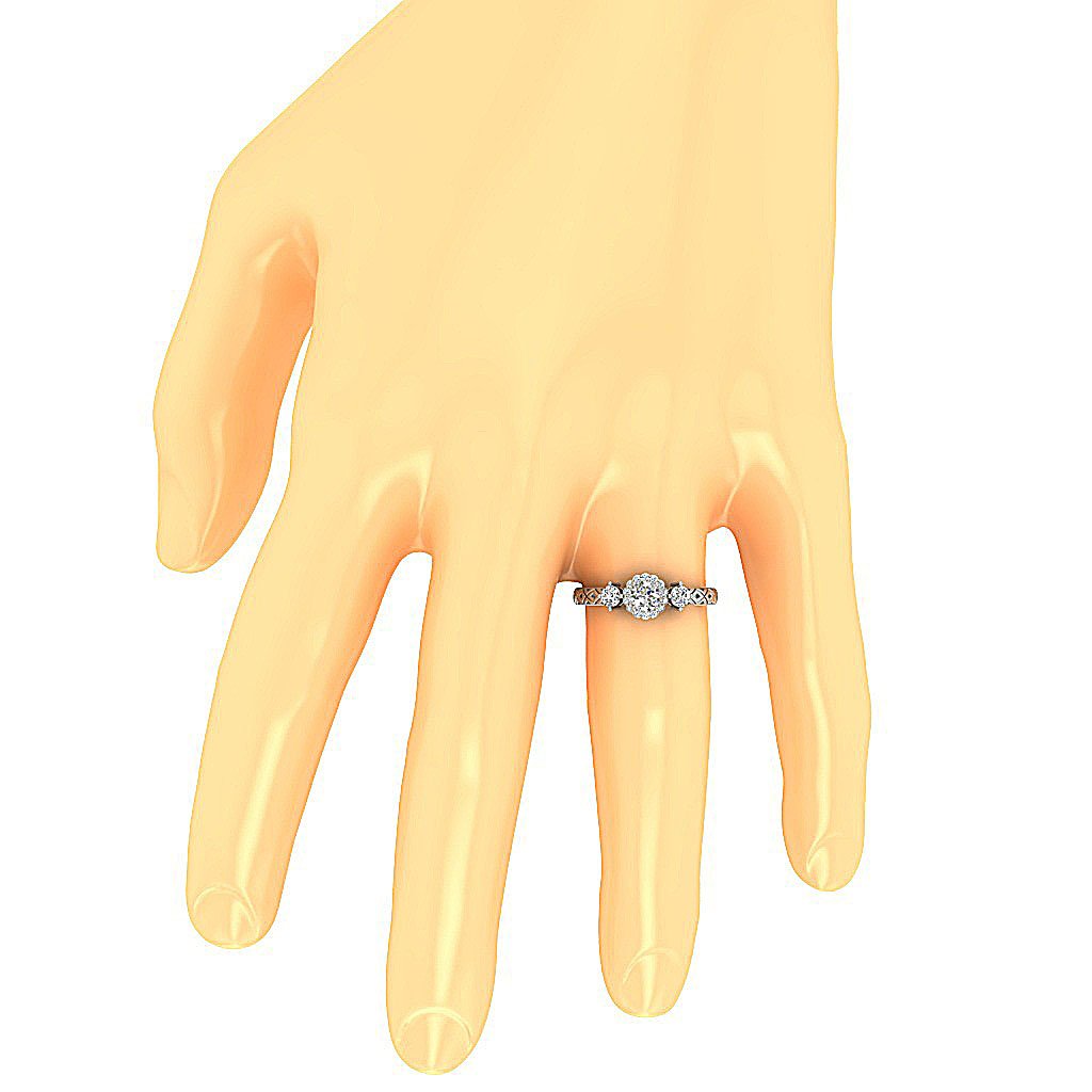 SI1 G 0.65 Ct Solitaire Halo Anniversary Ring Round Diamond 14k Yellow Gold Prong Set 6.50 MM