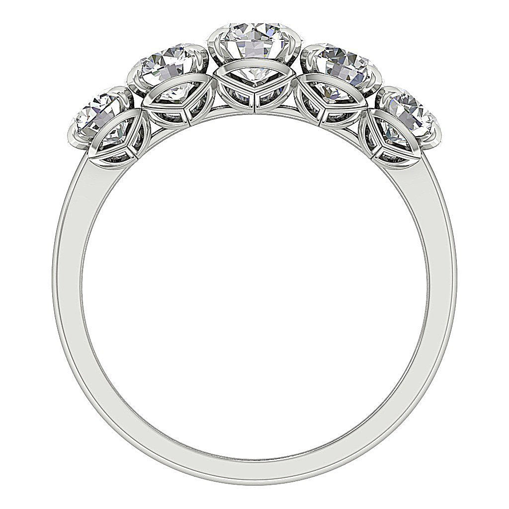 14k White Gold Designer Five Stone Anniversary Ring SI1 G 1.85 Ct Round Diamond Prong Set