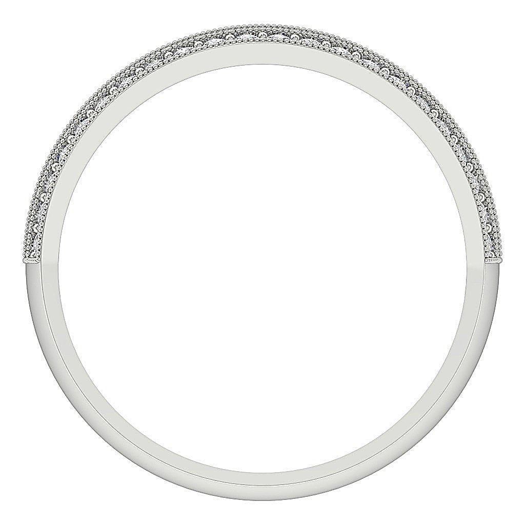 14k White Gold Petite Anniversary Ring SI1 G 0.90 Ct Natural Round Diamond Pave Set 7.20MM