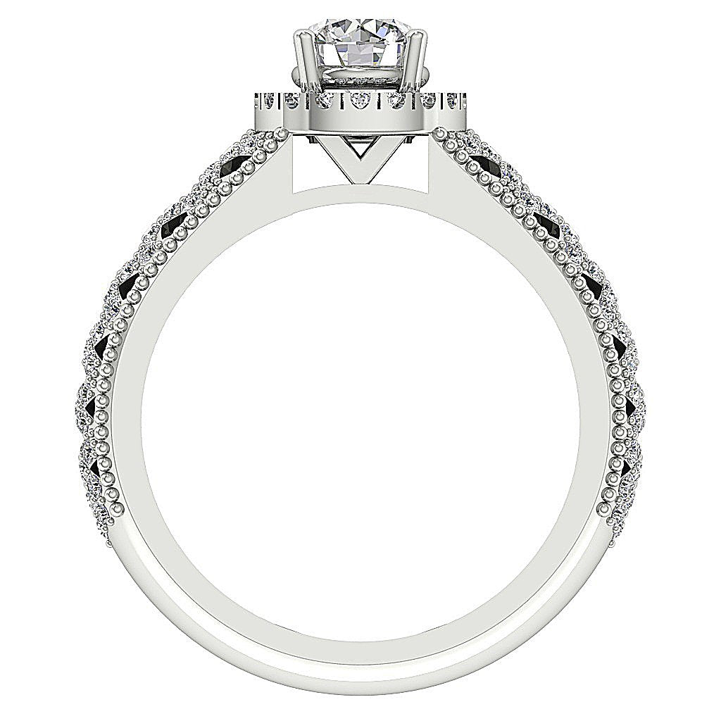 14k Rose Gold Milgrain Halo Solitaire Wedding Ring Genuine Diamond I1 G 1.60 Ct Prong Set