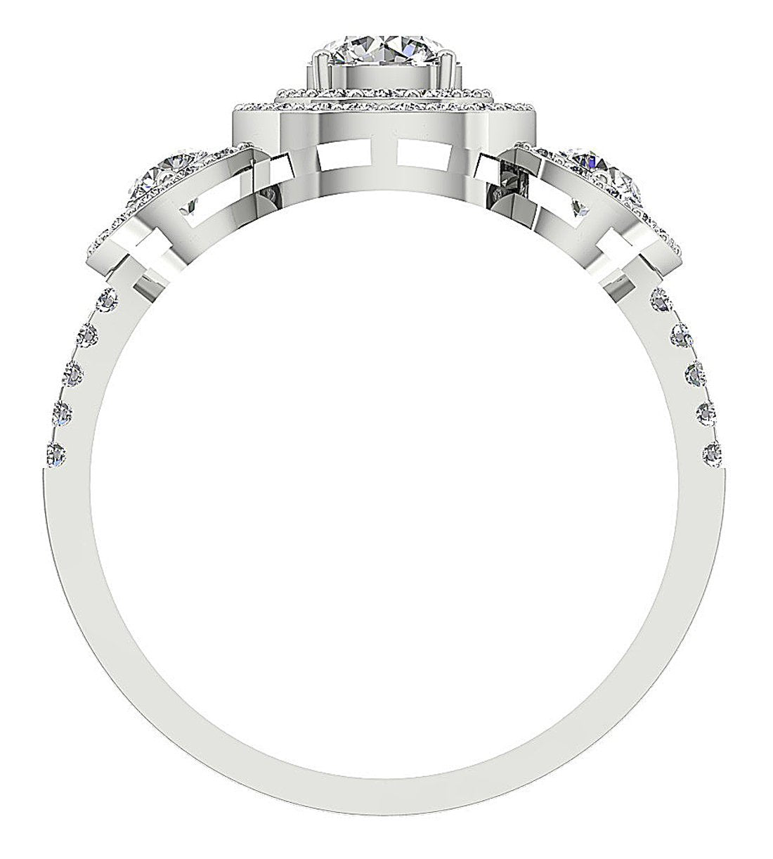 Solitaire Double Halo Engagement Ring Natural Diamond SI1 G 1.40 Ct 14k Solid Gold Prong Set