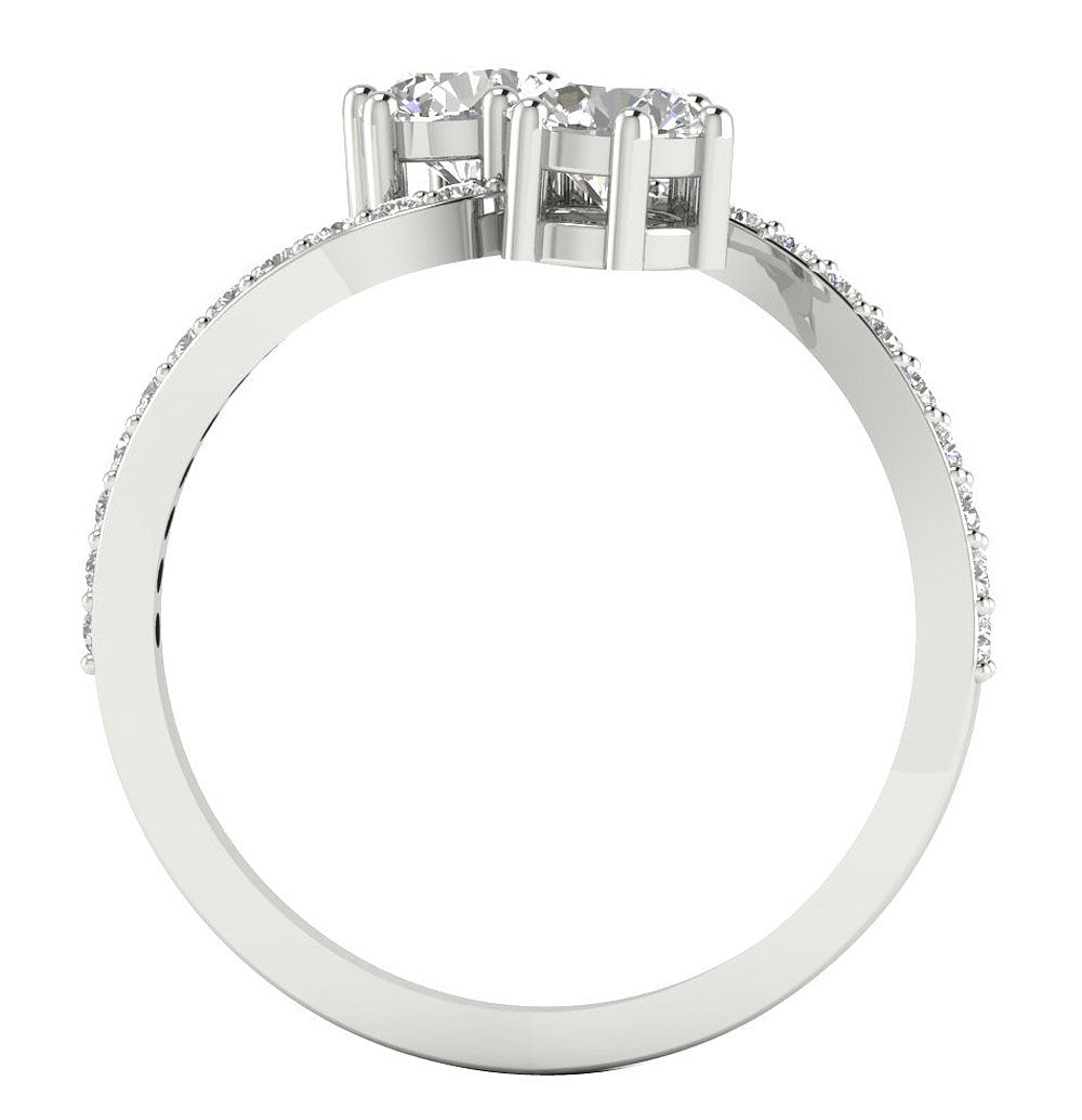 14k Rose Gold Forever Us Two Stone Solitaire Anniversary Ring SI1 G 1.45 Ct Round Diamond
