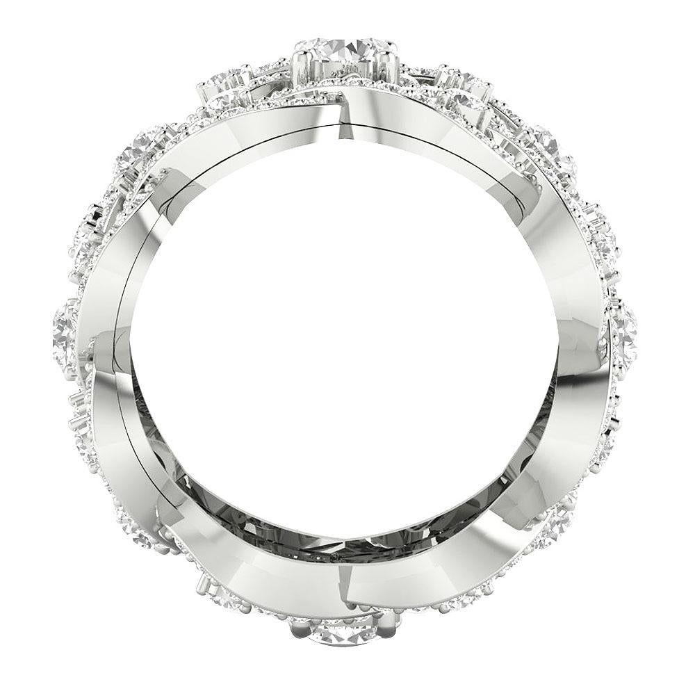Natural Diamond Eternity Engagement Ring SI1 G 3.85carat 14k White Gold Prong Set 13.00 MM