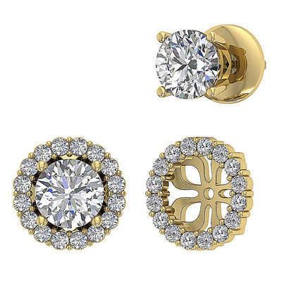 14k Solid Gold Genuine Diamond SI1/I1 G 2.11 Ct Removable Jacket Studs Earrings