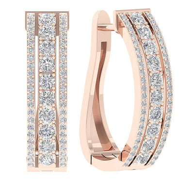Large Hoops Engagement Earrings Natural Diamond VS1/SI1/I1 2.20Ct 18k/14k Solid Gold Prong Set