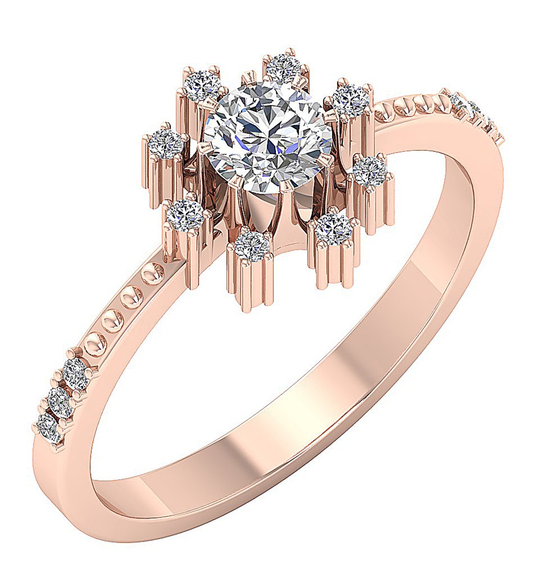 Accent Solitaire Anniversary Ring Round Diamond 14k Yellow Gold I1 G 0.60 Ct Prong Set
