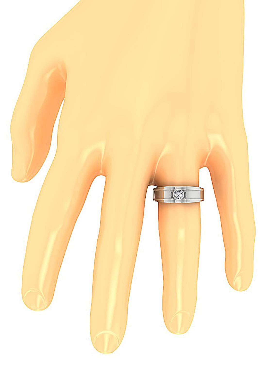 Men Solitaire Engagement Ring Natural Diamond 14k White Yellow Rose Gold SI1/I1 G 0.30 Ct Bezel Set