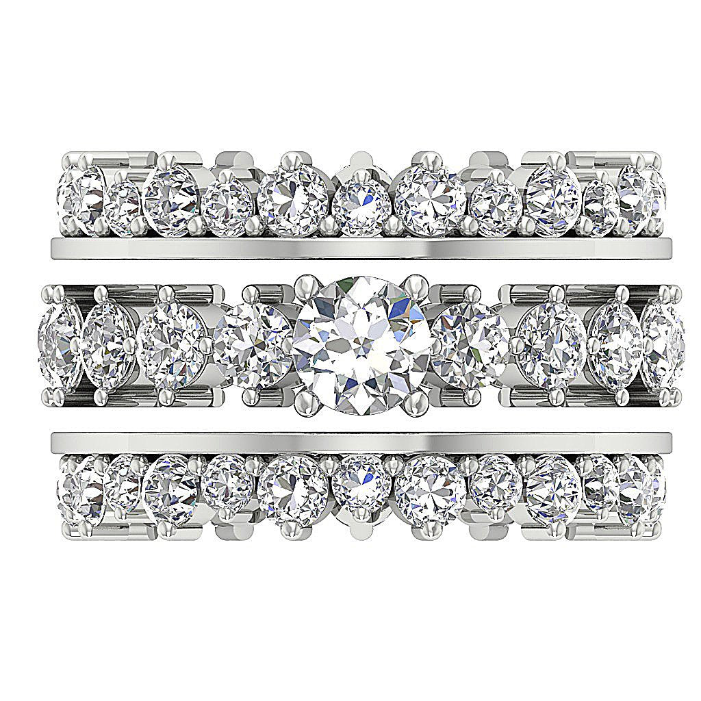 SI1 G 5.60 Ct Eternity Bridle Triple Band Ring Round Cut Diamond