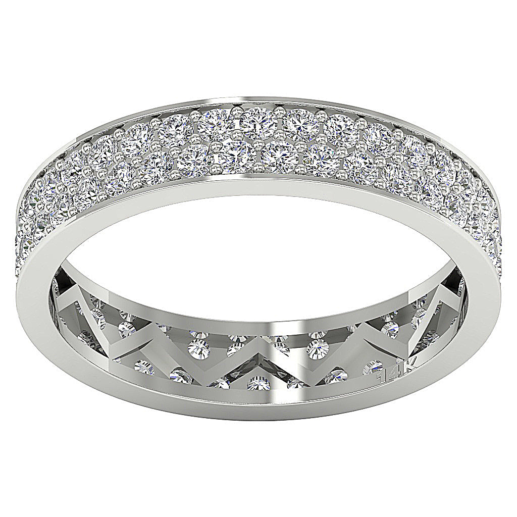 The Gideon Pave Set 2 Row Full Eternity Wedding Ring 14K Gold Round Di