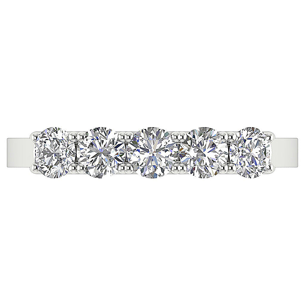 1.50Carat Designer Five Stone Round Brilliant Cut Diamond Wedding 14K Gold Ring