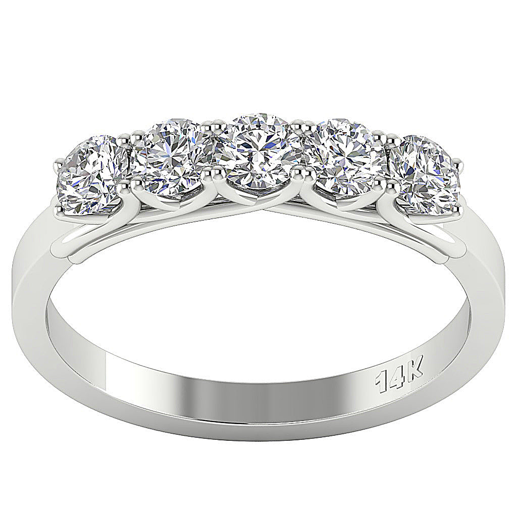1.50Carat Designer Five Stone Round Brilliant Cut Diamond Wedding 14K Gold Ring