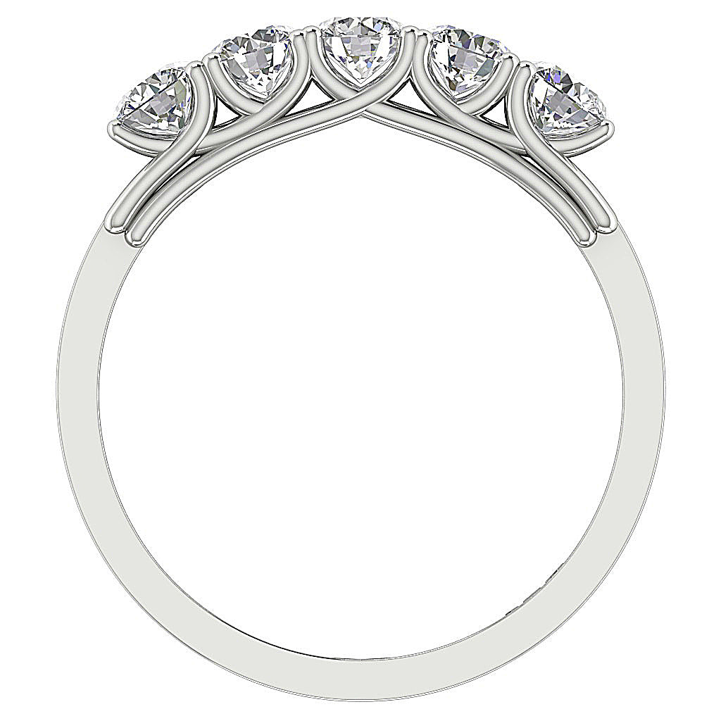 1.50Carat Designer Five Stone Round Brilliant Cut Diamond Wedding 14K Gold Ring
