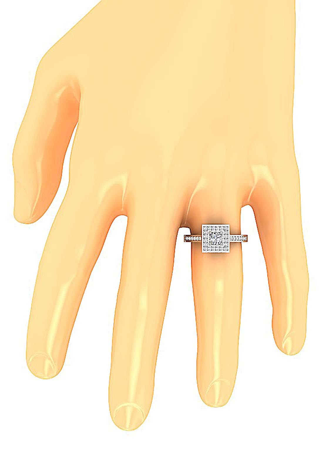9.40 MM Square Halo Solitaire Anniversary Ring I1 G 1.20 Ct Round Diamond 14k White Gold