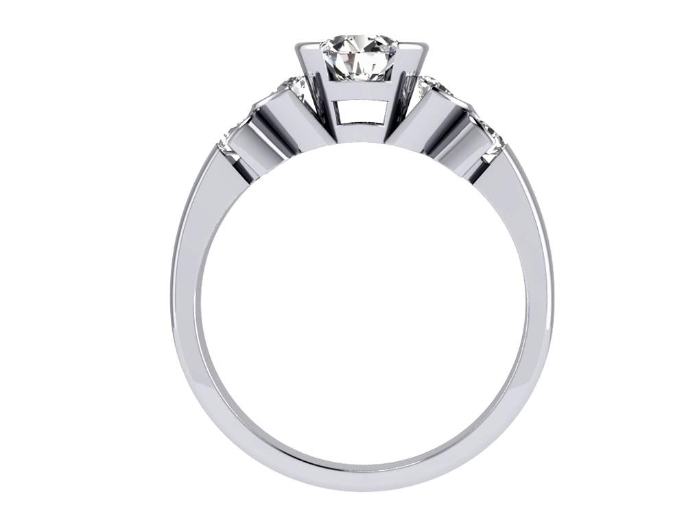 Bezel Set Designer Five Stone Wedding Ring Genuine Diamond 14k White Gold SI1 G 1.20 Ct
