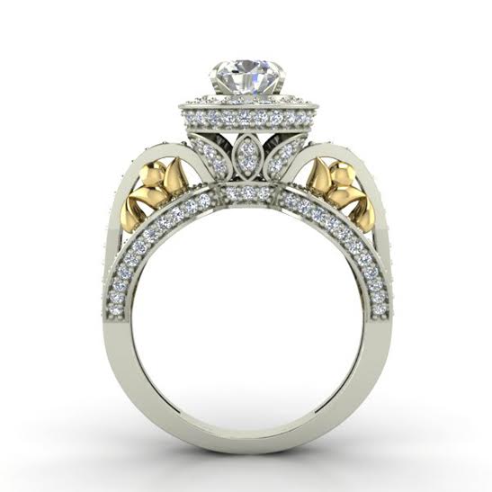 Natural Diamond Designer Engagement Ring SI1 G 2.00 Ct 14k White Gold Prong Set 10.30 MM