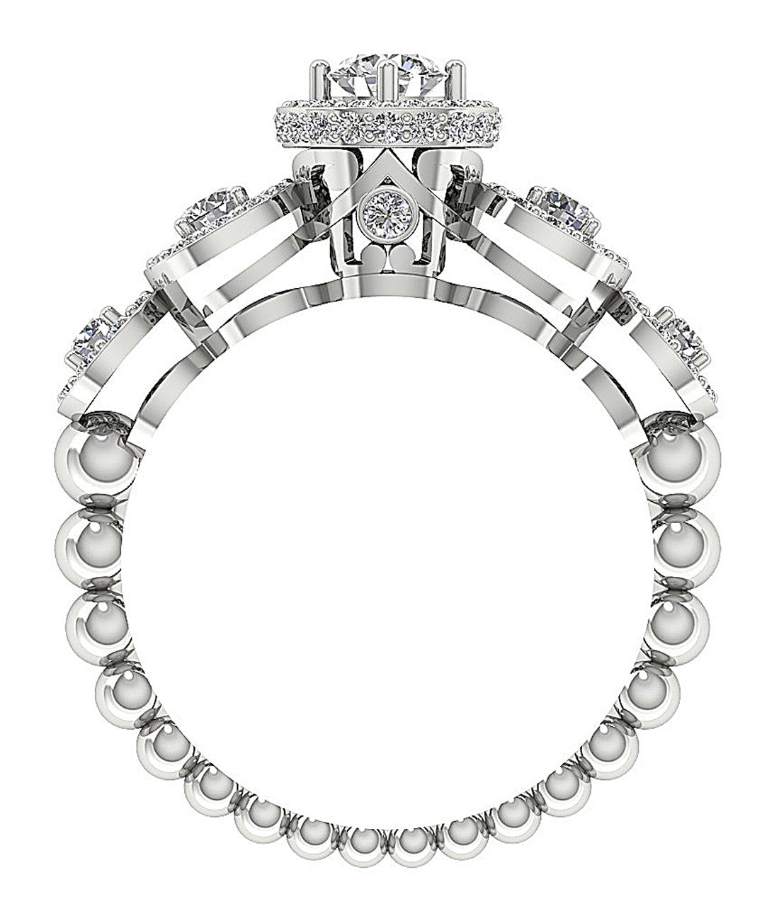 Designer Halo Solitaire Round Cut Diamond Fashion Ring SI1 G 1.10 Ct Prong Set 7.30 MM