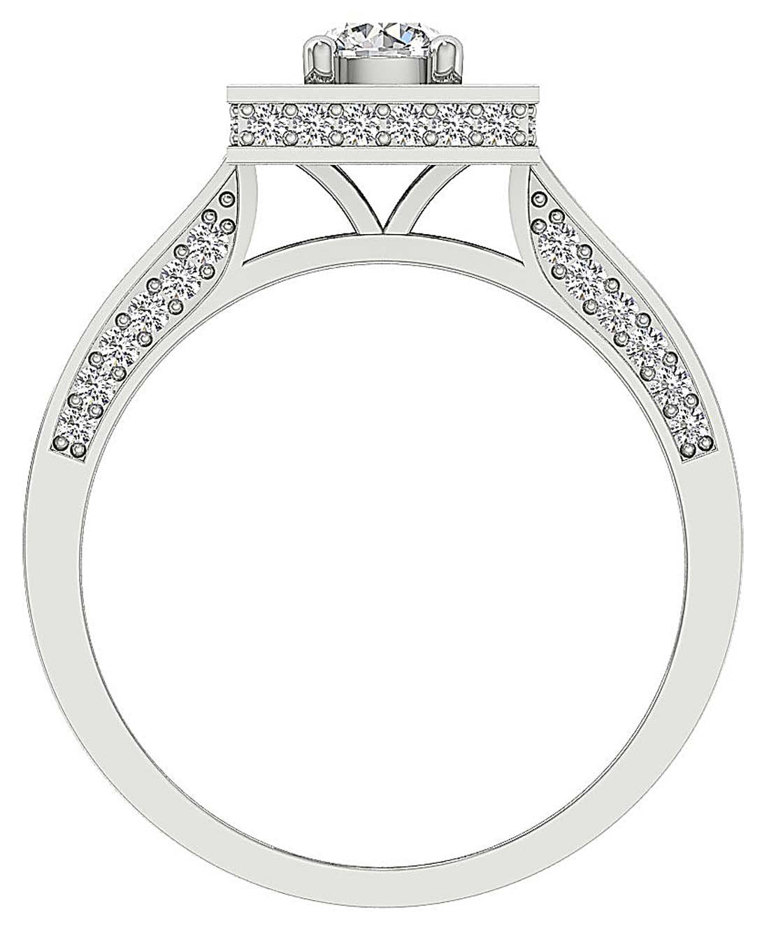 9.40 MM Square Halo Solitaire Anniversary Ring I1 G 1.20 Ct Round Diamond 14k White Gold