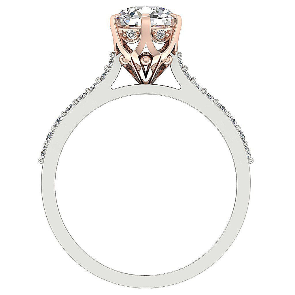 Round Diamond Solitaire Anniversary Ring 14k Two Tone Gold I1 G 1.35 Ct Prong Set 8.60 MM