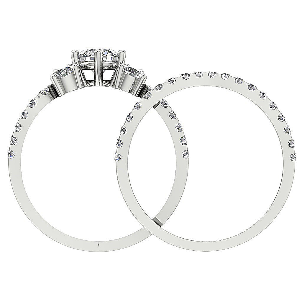 Solitaire Diamond Engagement Ring Sets I1 G 2.00 Carat Prong Set 8.40MM