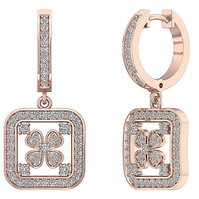 Prong Set Dangle Wedding Earrings Genuine Diamond VVS1/VS1/SI1/I1 G 1.50 Ct 18k/14k White Yellow Rose Gold