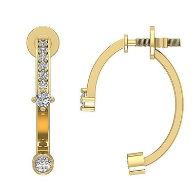 Natural Diamond Fashion Engagement Earrings SI1/I1 G 0.30 Ct 18k/14k White Gold Prong Bezel Set