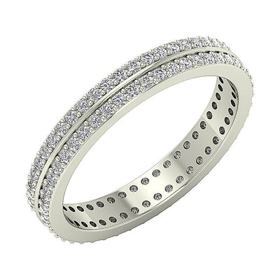 SI1 G 0.90 Ct 14k Yellow Gold Genuine Diamond Eternity Wedding Ring Prong Set 3.30 MM