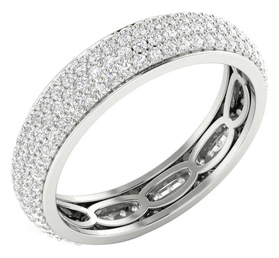 Genuine Diamond Prong Set Four Row Eternity Wedding Ring 14k White Yellow Rose Gold I1 G 1.75 Ct