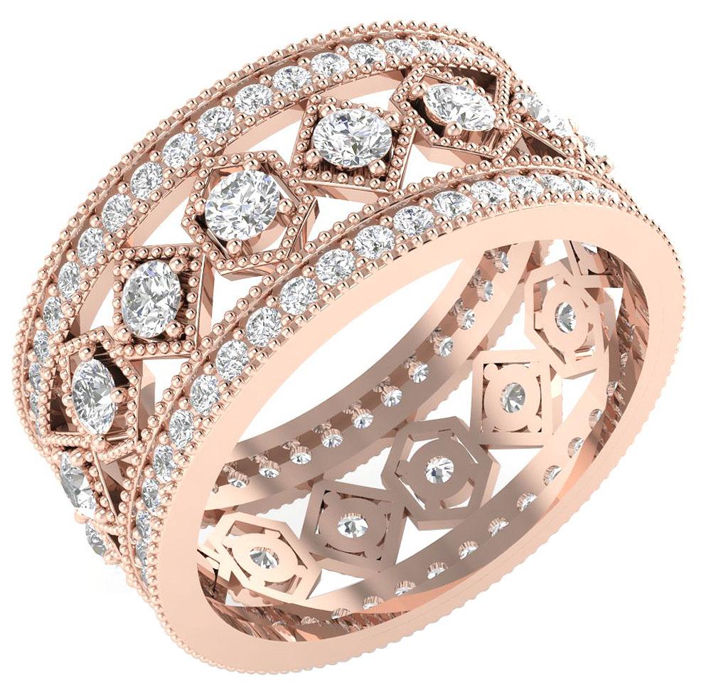 Natural Diamond I1 G 2.25 Ct 14k White Gold Eternity Engagement Ring Prong Set 9.80 MM