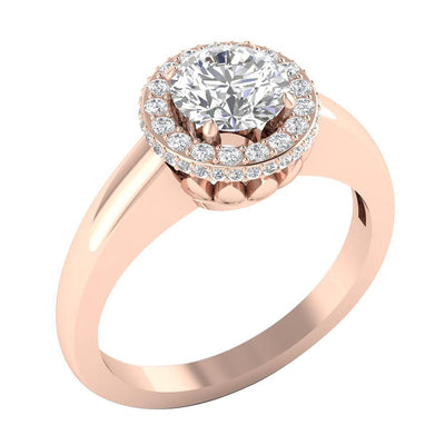 14k Rose Gold Genuine Diamond Solitaire Wedding Ring SI1 G 1.35 Ct Prong Set 10.50 MM