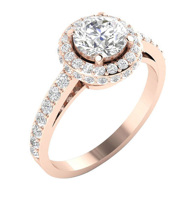 I1 G 1.90 Ct Halo Solitaire Engagement Ring Natural Diamond 14k Yellow Gold Prong Set
