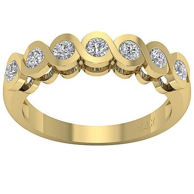 Anniversary Ring I1 G 0.60 Ct Bezel Set 14K White Yellow Rose Gold