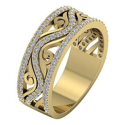 I1 G 0.90 Ct Designer Fashion Wedding Ring Genuine Diamond 14K Yellow Gold Prong Set