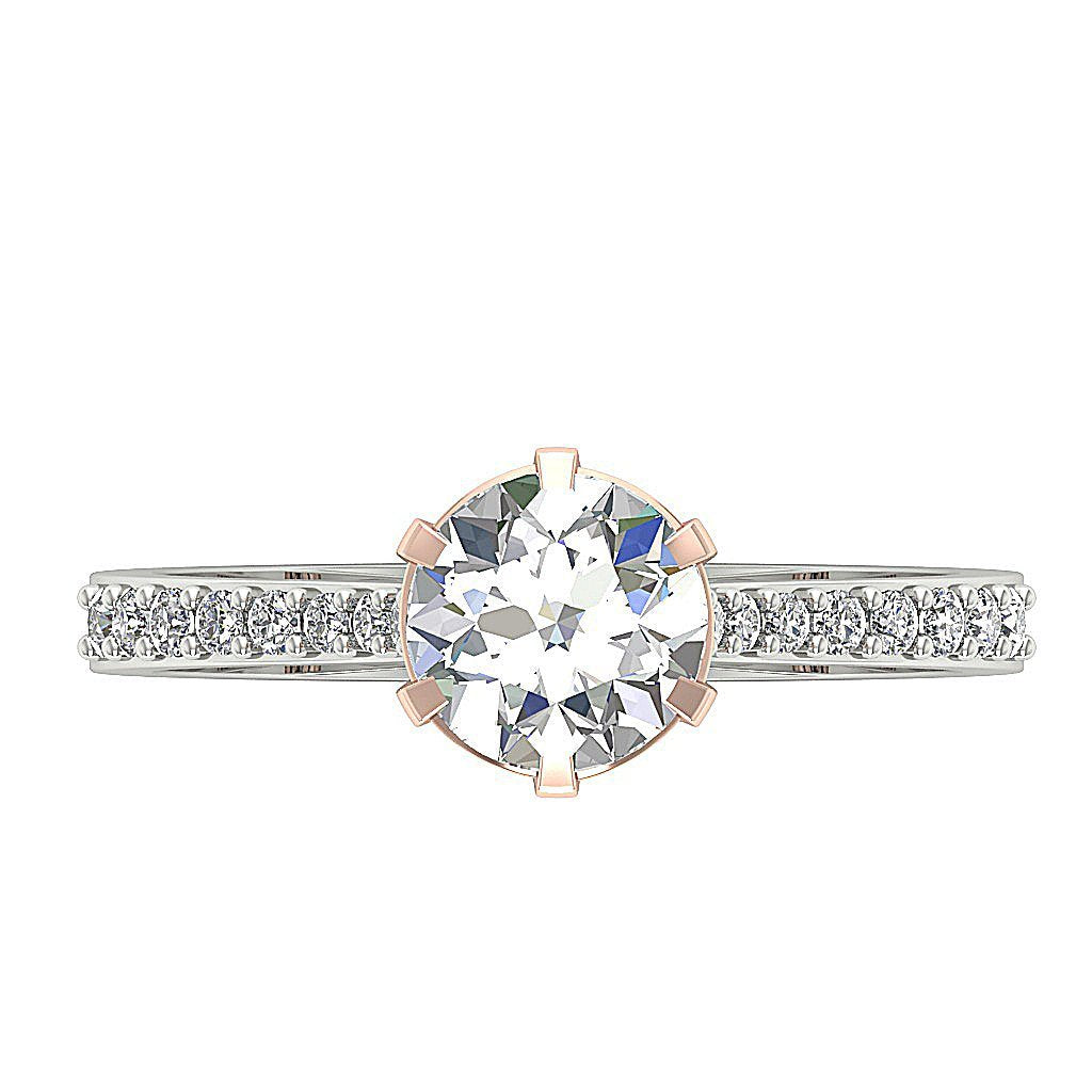 Round Diamond Solitaire Anniversary Ring 14k Two Tone Gold I1 G 1.35 Ct Prong Set 8.60 MM