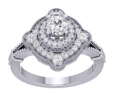 4 Prong Solitaire Engagement Ring Milgarin I1 G 1.05 Carat Round Cut Diamond 14K Solid Gold