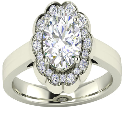 Flower Solitaire Halo Engagement Ring Prong Set I1 G 1.40 Ct Genuine Round Diamond 14K Yellow Gold Appraisal