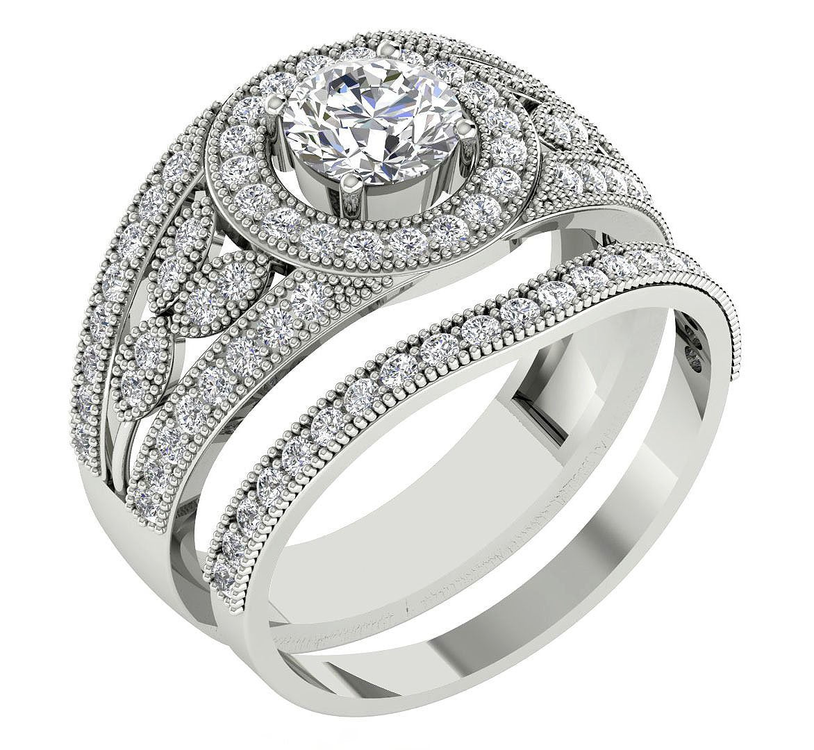 Designer Halo Vintage Solitaire Engagement Ring Round Cut Diamond I1 G 1.75 Ct