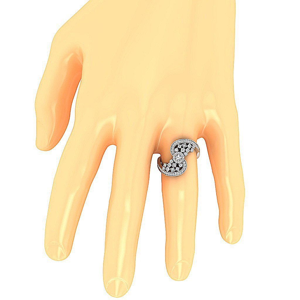 14k Solid Gold Accent Solitaire Halo Engagement Ring Natural Diamond I1 G 0.65 Ct Prong Bezel Set