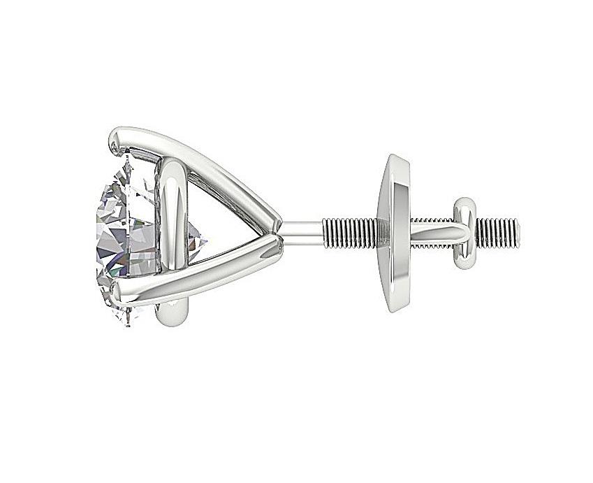 Solitaire Studs Earrings Lab Grown Diamond 14K Gold Martini Prong Set