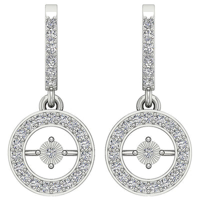 18k/14k Rose Gold Dangle Anniversary Earrings Round Diamond VVS1/VS1/SI1/I1 G 1.00 Ct Prong Bezel Set