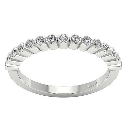 14K Solid Gold Engagement Ring Round Diamond I1 G 0.40 Ct Bezel Set