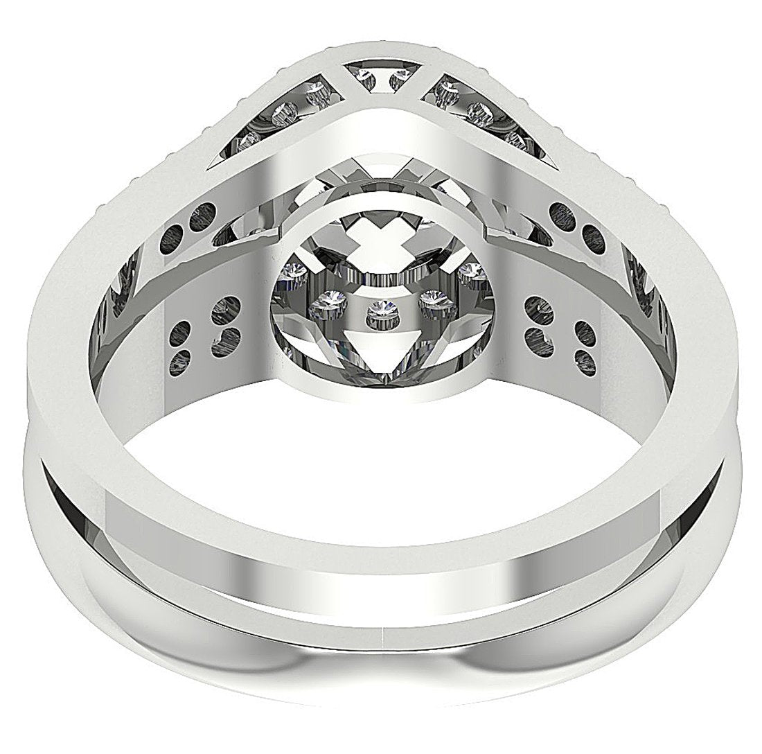 Gold Halo Wedding Band Sets For Womens I1 G 1.55 Ct Natural Diamond