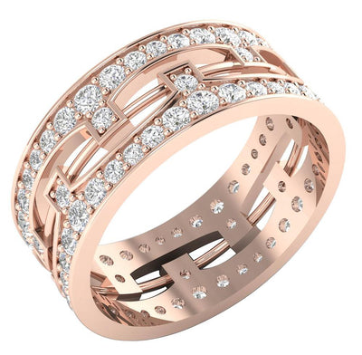 Eternity Anniversary Ring Prong Set 14k White Gold Round Diamond SI1 G 2.00 Ct 8.10 MM