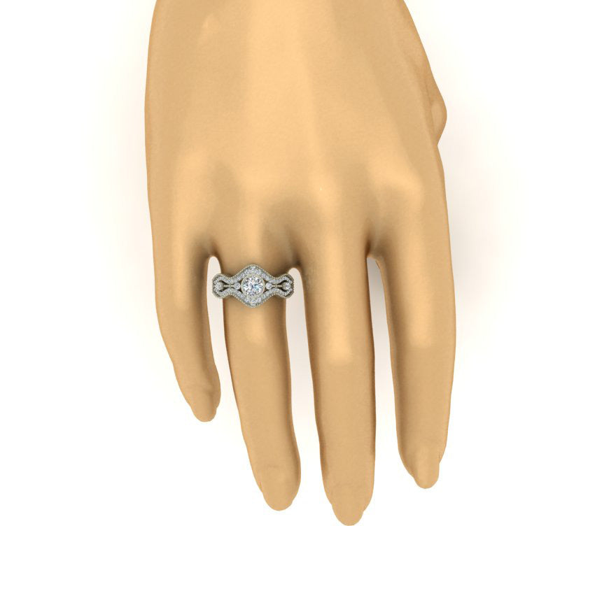 Best Wedding Band For Round Solitaire Prong Set SI1 G 1.10 Carat 14K Solid Gold