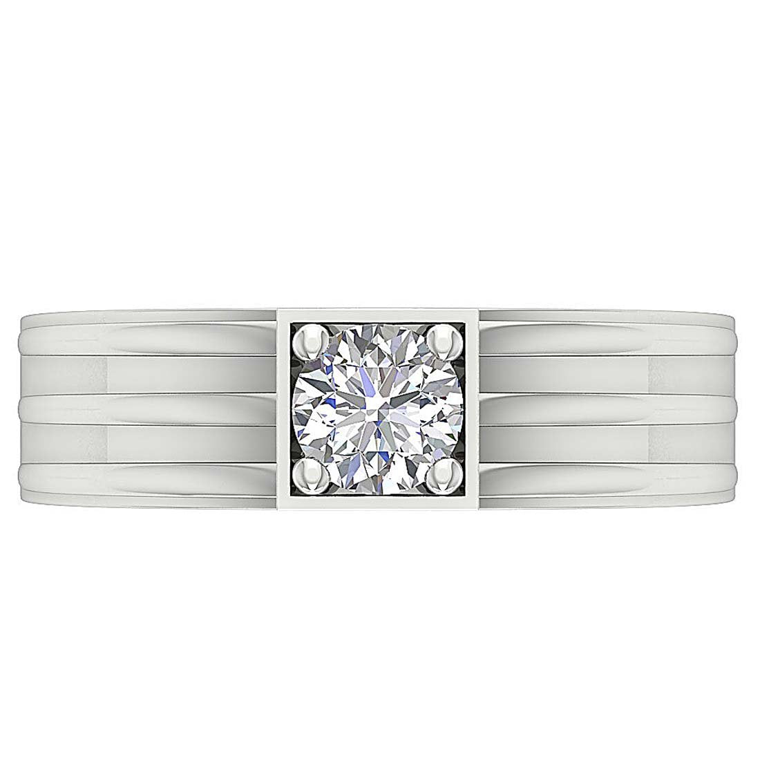 SI1/I1 G 0.75 Ct 14k White Gold Men Solitaire Anniversary Ring Round Diamond Prong Set 6.90 MM