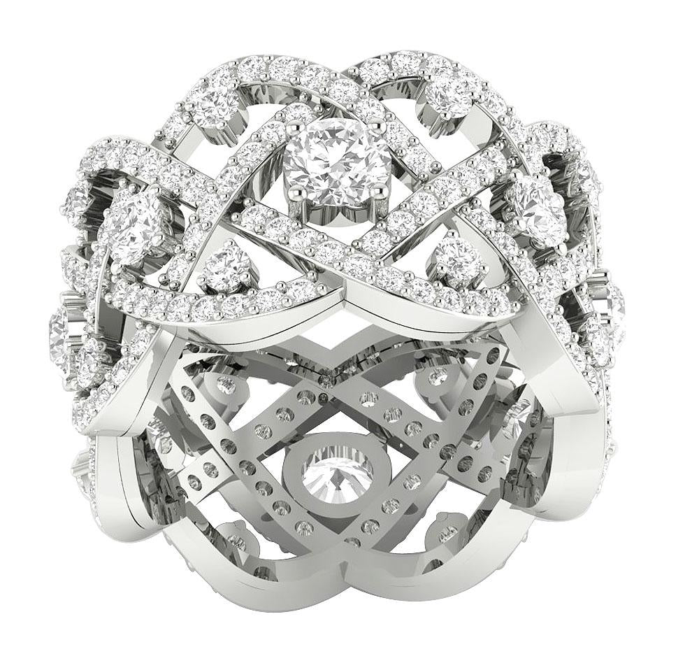 Natural Diamond Eternity Engagement Ring SI1 G 3.85carat 14k White Gold Prong Set 13.00 MM